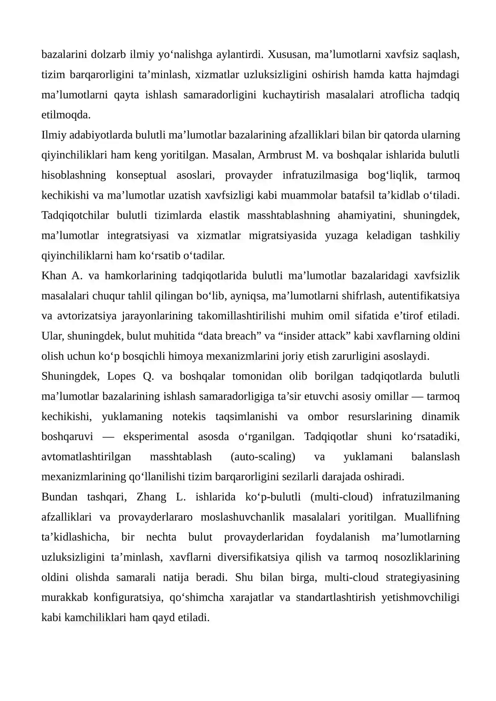 Bulutli ma’lumotlar bazalarida muammolari va ularni bartaraf etish usullari 2