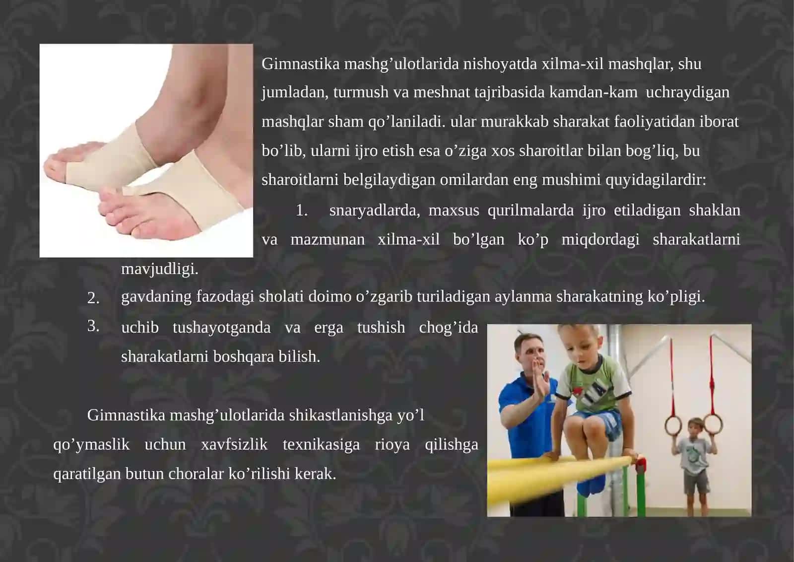 Gimnastikamashg’ulotlarida shikaslanishni oldiniolish va xavfsizlik qoidalari 2