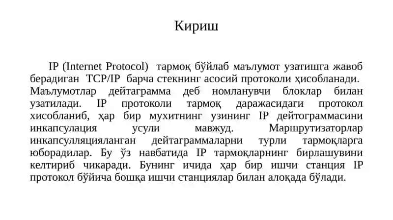 “Kompyutertarmoqlari”15-Ma’ruzaIPv4vaIPv6protokollari 2