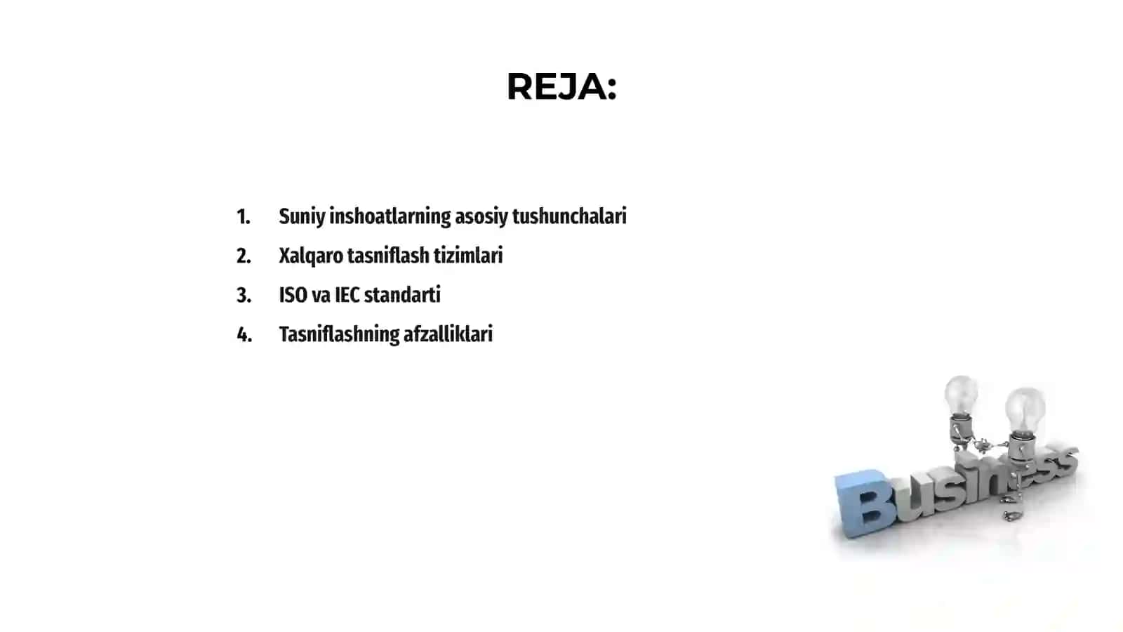 Suniy inshoatlarning xalqaro tasniflari 2