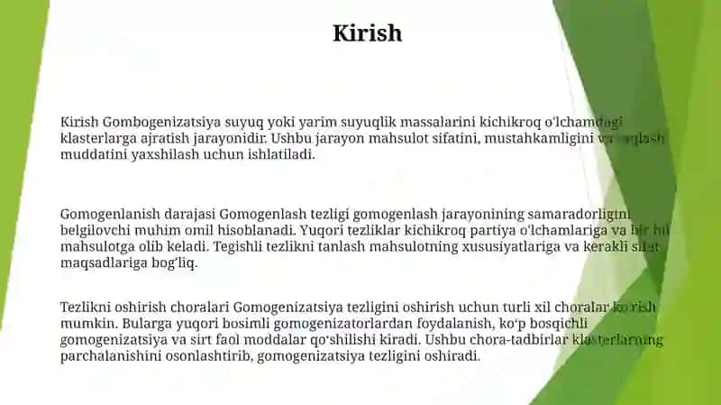 Gomogen Jarayonlar Tezligi Va Tezlikni Oshirish Tadbirlari 2