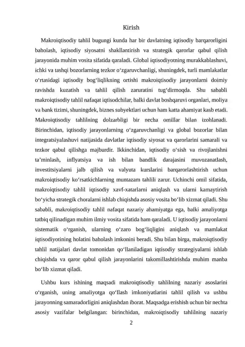 MAKROIQTISODIY TAHLILDA UNDA QO'LLASH IMKONIYATI 2