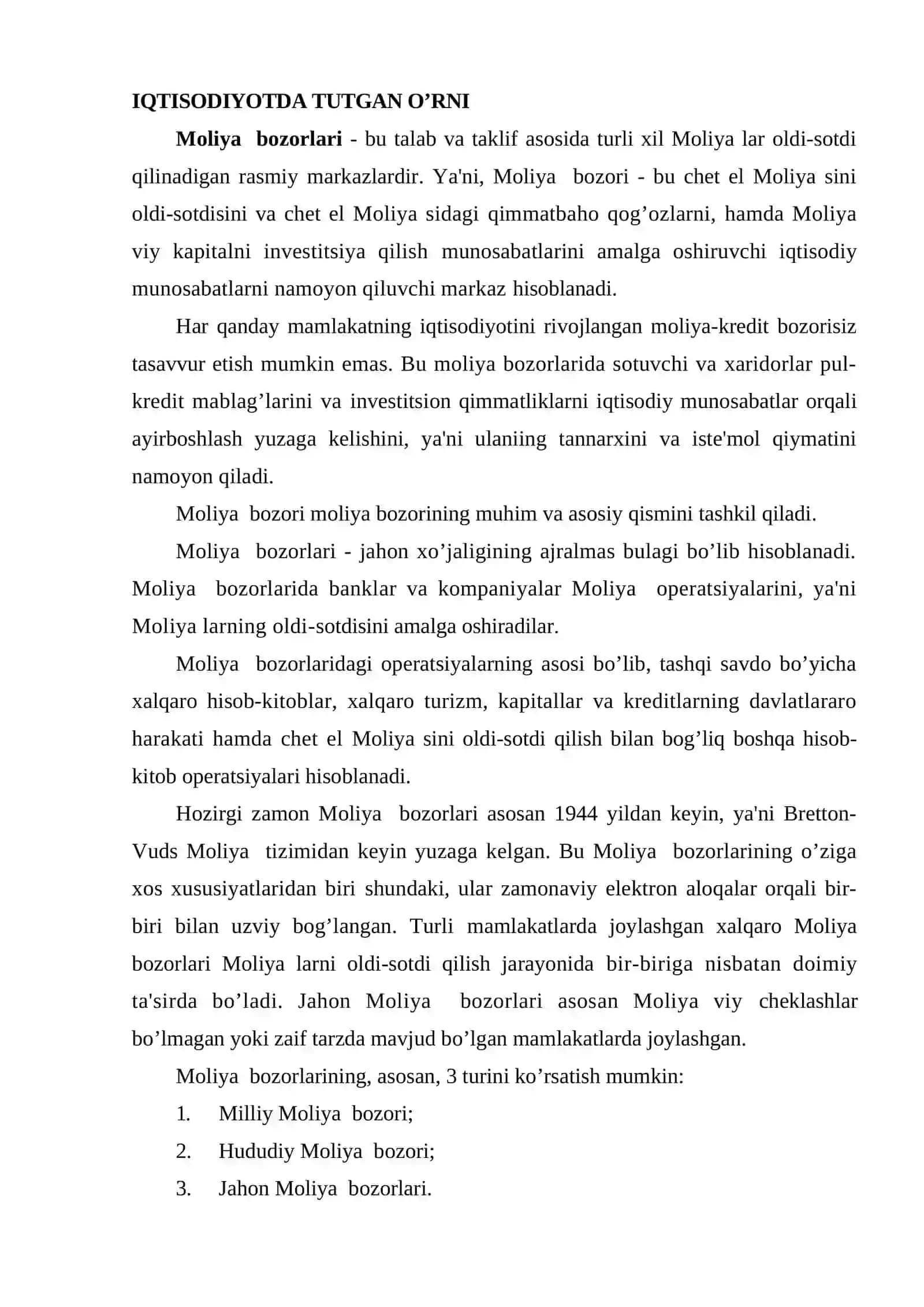 Moliya bozorida amalga oshiriladigan bitim va operatsiyalar 2