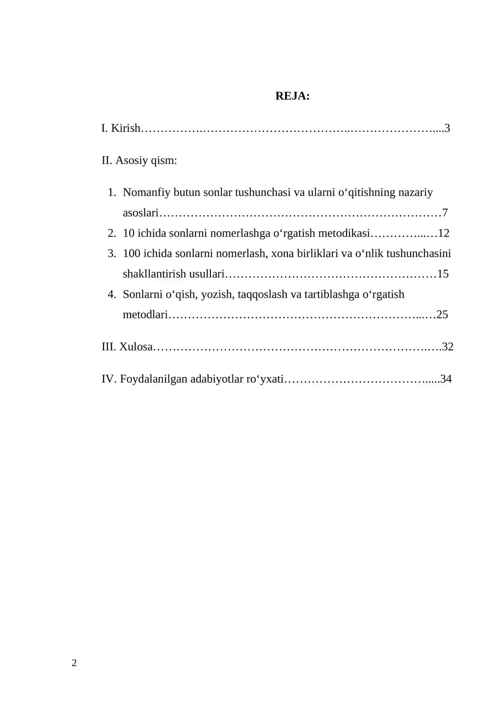 10 va 100 ichida nomanfiy butun sonlarni nomerlashga o'rgatish metodikasi 2