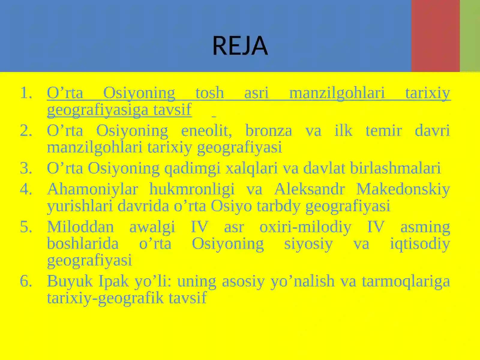 O’RTA OSIYONING IBTIDOIY JAMOA VA ANTIK DAVRDAGI TARIXIY GEOGRAFIYASI 2