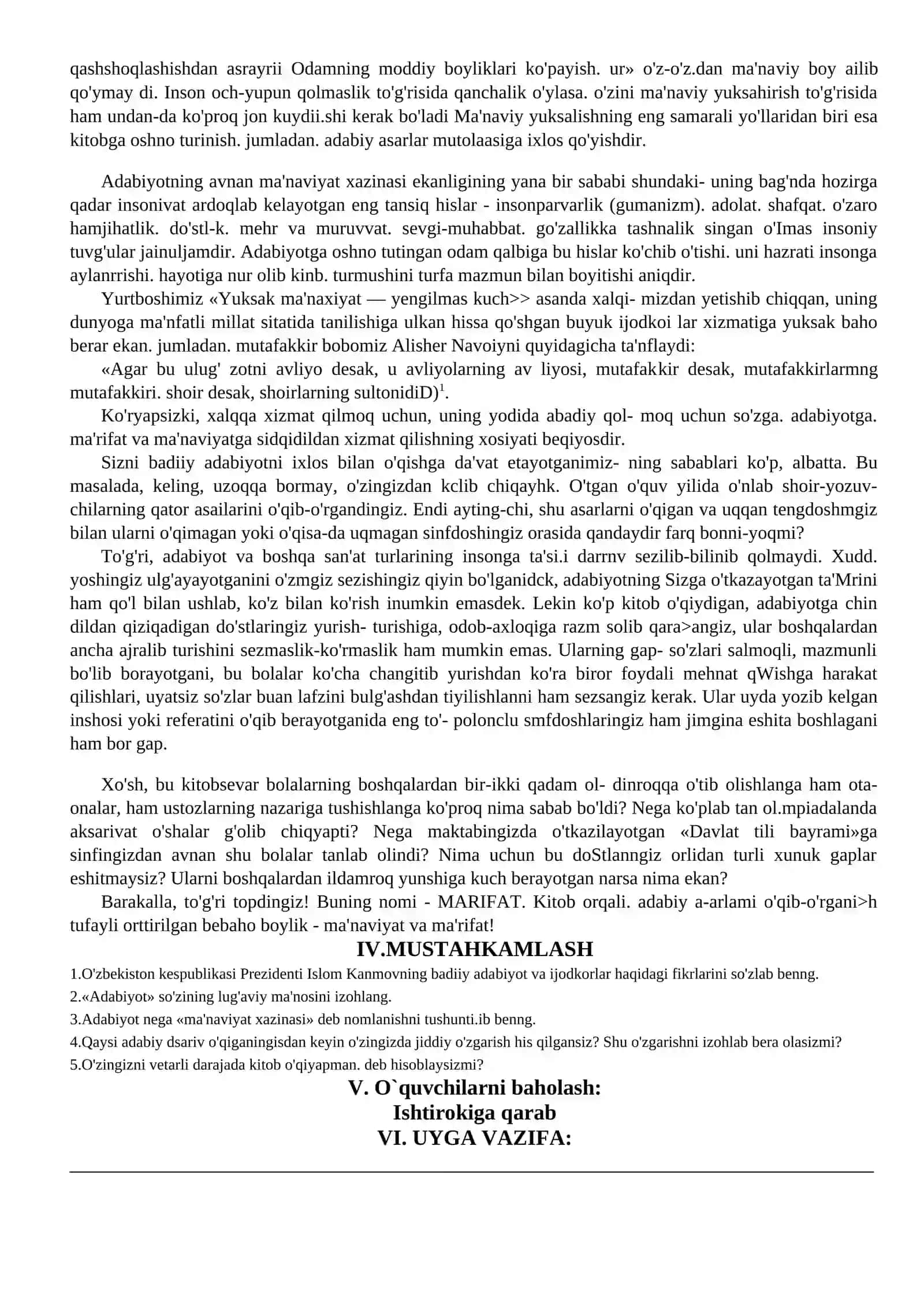 6-Sinf Adabiyot Fanidan Kompetensiyaviy Yillik Dars Ishlanmalar To‘plami 2