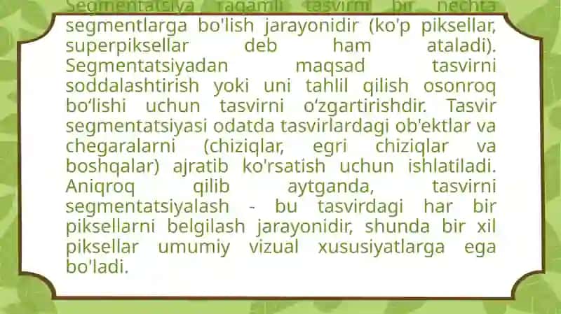 Tasvirni Segmentatsiyalash 2