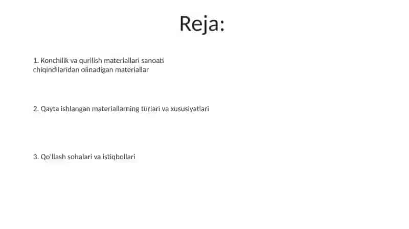 Kirish - qurilish va sanoat chiqindilarini qayta ishlash materiali 2