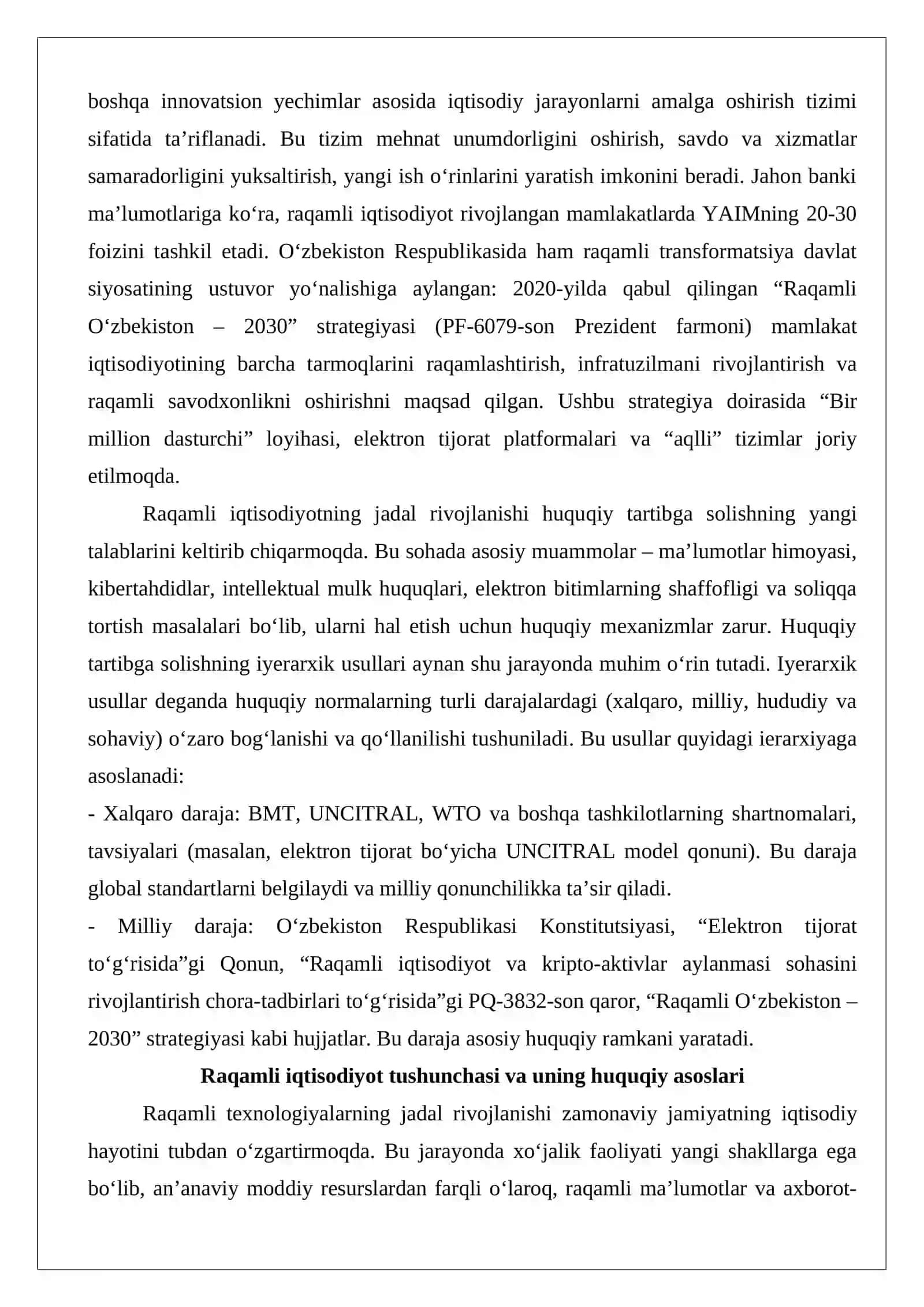 Raqamli iqtisodiyotni huquqiy tartibga solishning iyerarxik usullari 2