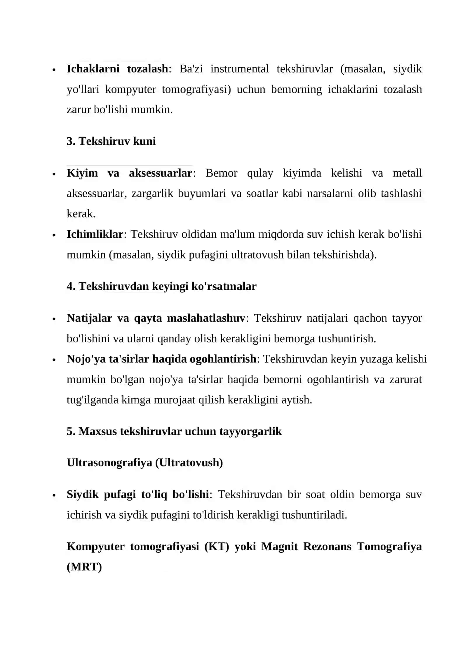 Urologik bemorlarni instrumental tekshiruvlarga tayyorlashda ishtirok etish 2