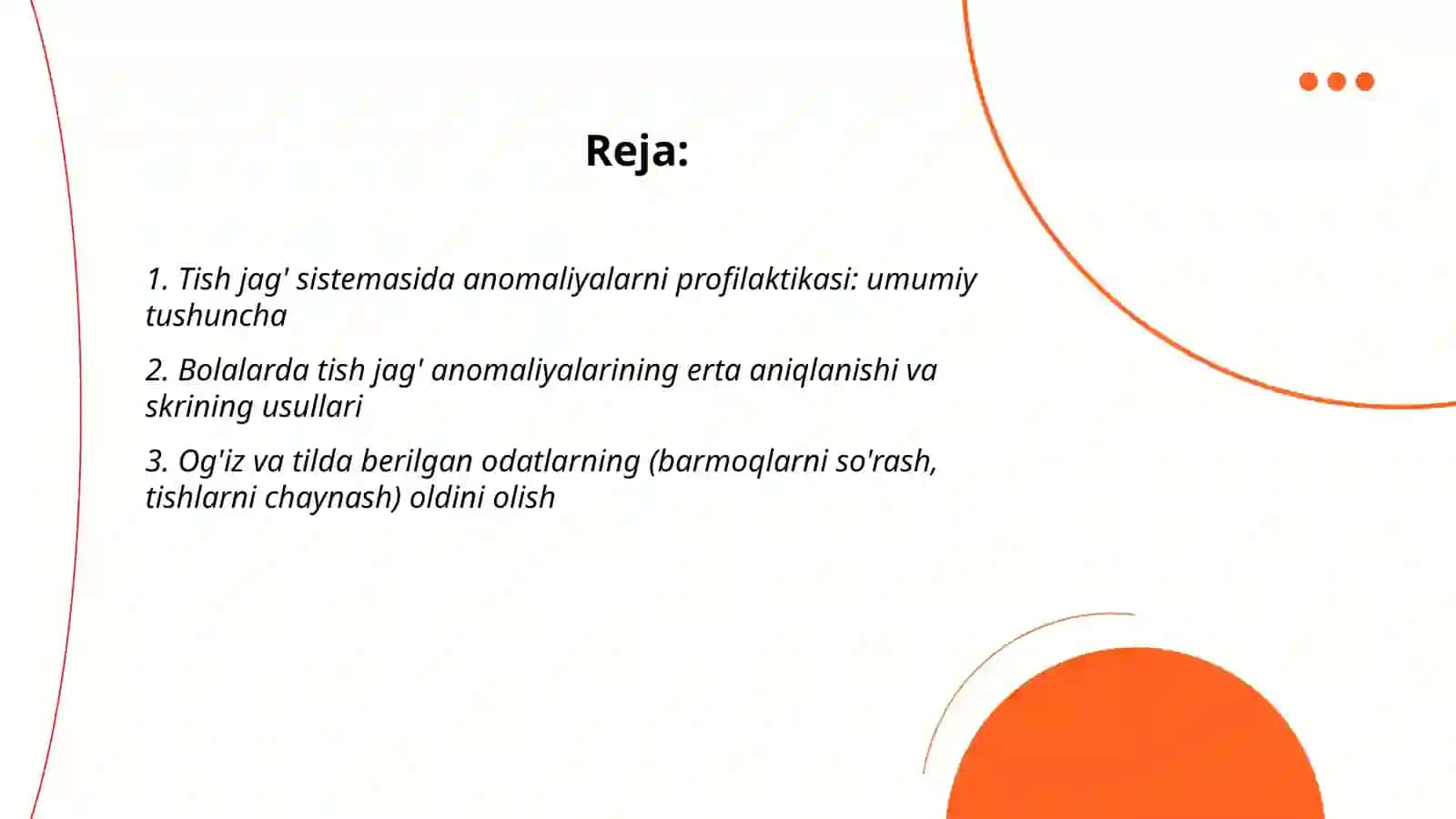 Tish jag'-systematic anomalies va deformatsiyasi profilaktikasi 2