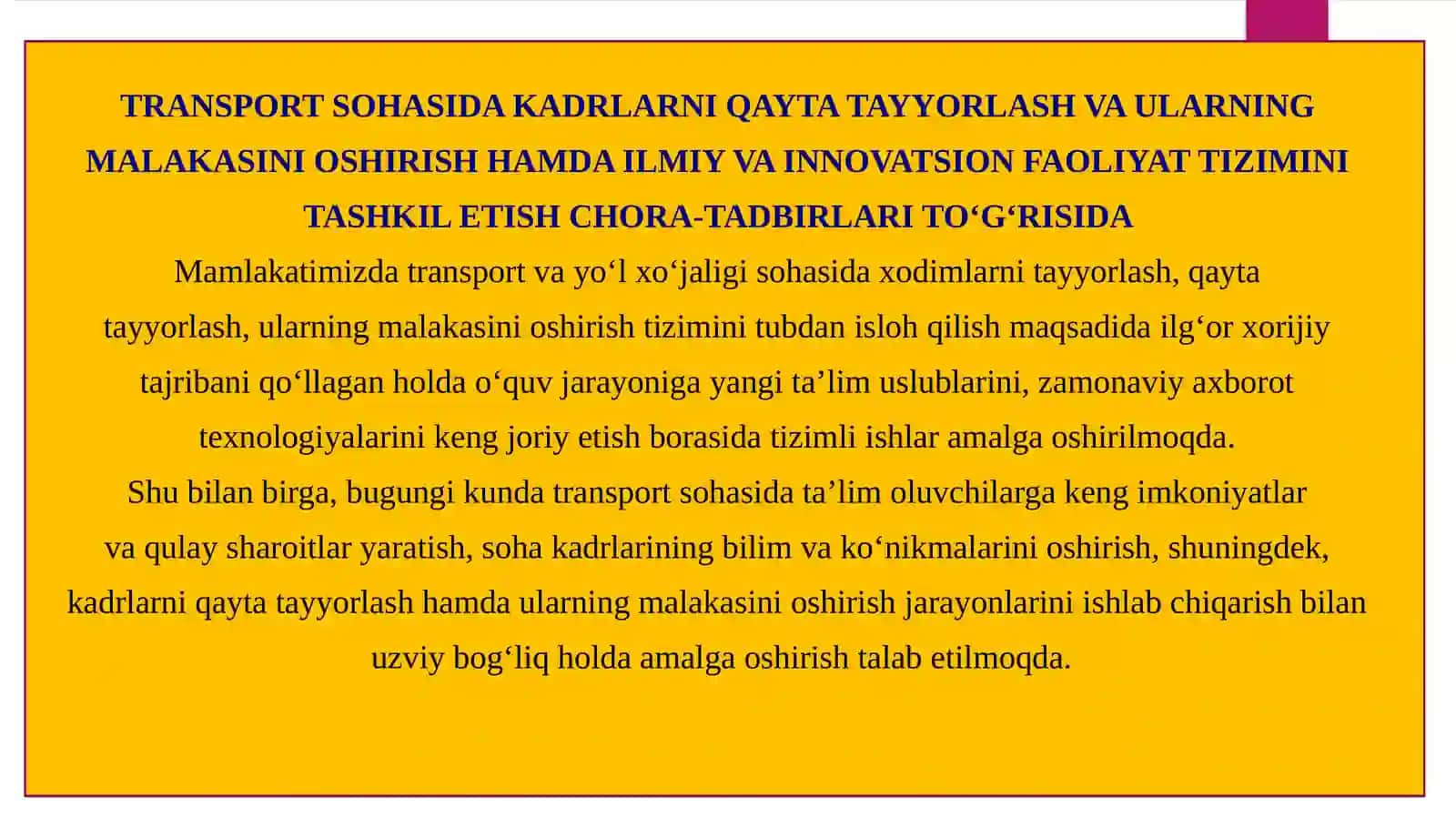 Logistika kadrlar tayyorlash va malakasini oshirish 2