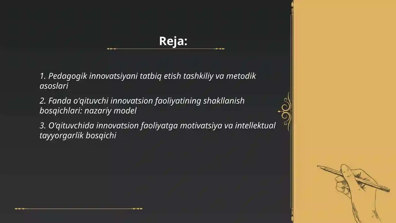 Pedagogik innovatsiyani tatbiq etish tahzilmasi 2