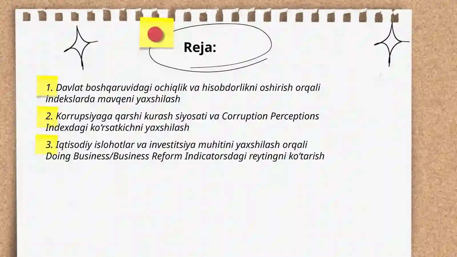 O’zbekiston Respublikasining xalqaro va indekslardagi o’rni va nufuzini oshirish bo’yicha davlat siyosati 2