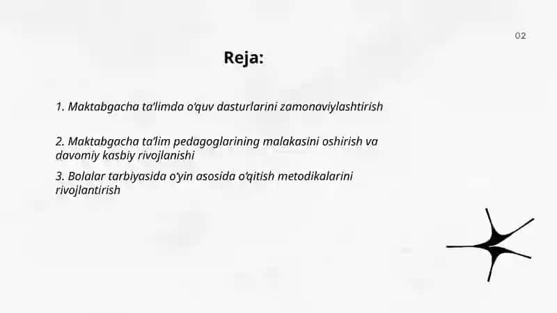 Maktabgacha ta’lim tizimini rivojlantirishning ustuvor yonalishlar 2