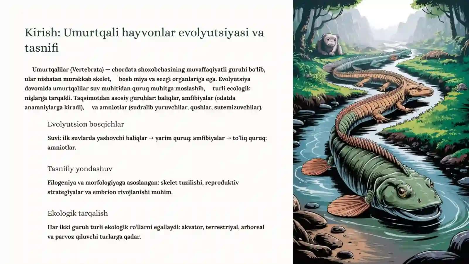 Umurtqali hayvonlar: Anamniylar va Amniotlar xususiyatlari 2