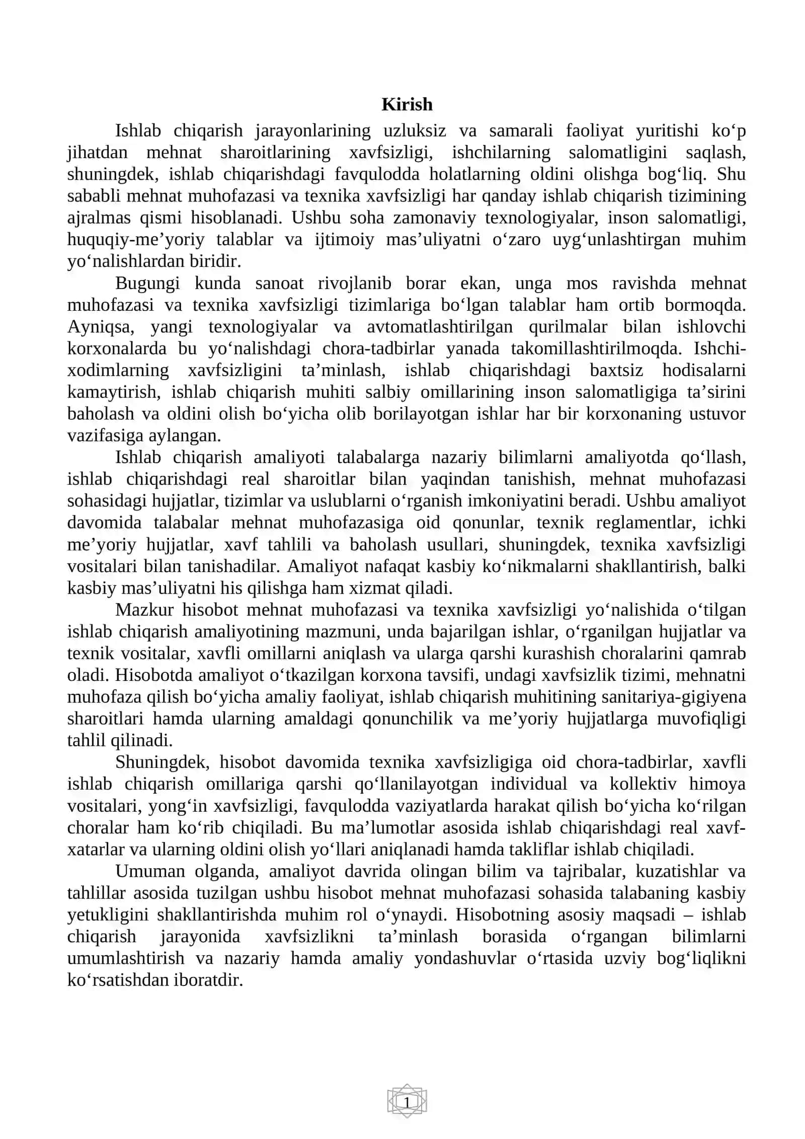 KORXONADAGI ASOSIY VA QO‘SHIMCHA ISHLAB CHIQARISH UCHASTKALARI BILAN TANISHUV 2