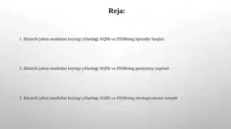 Ikkinchi jahon urushidan keyingi yillardagi AQSh va SSSRning iqtisodiy farqlari 2