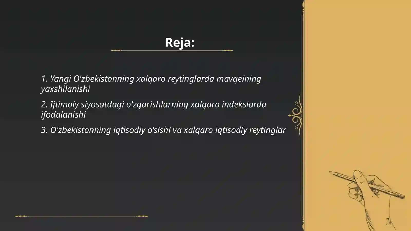 Yangi O'zbekiston ijtimoiy siyosiy iqtisodiy va madaniy hayotida ro'y berayotgan o'zgarishlarning xalqaro reyting va indekslarda aks etishi 2