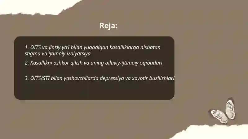 OITS va jinsiy yo’l bilan yuqadigan kasalliklarning ijtimoiy-psixologik muommolari 2