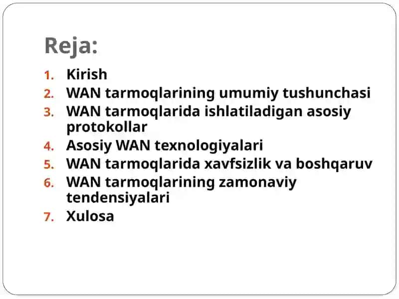 WAN tarmoqlarida qo‘llaniladigan standar texnologiyalar 2