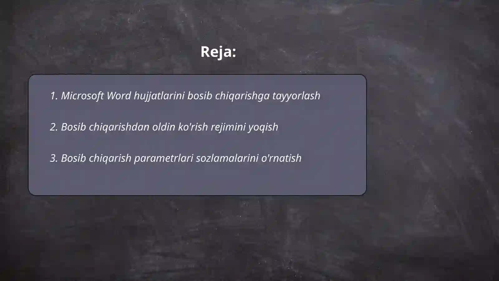 Ms Wordda hujjatni bosib chiqarish 2