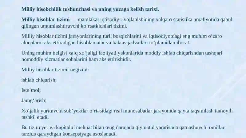 Milliy hisoblar tizimi va makroiqtisodiy koʼrsatkichlar tizimi 2