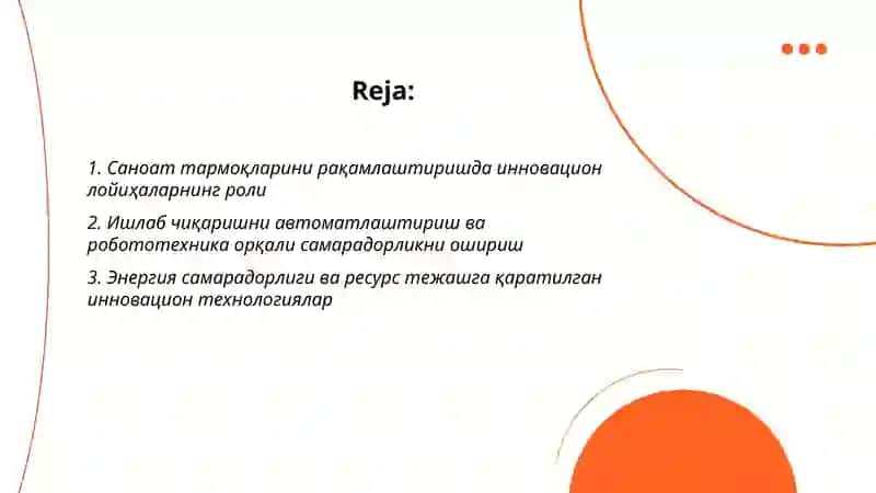 Саноат тармоқларини ривожлантиришда инновацион лойиҳаларнинг аҳамияти 2