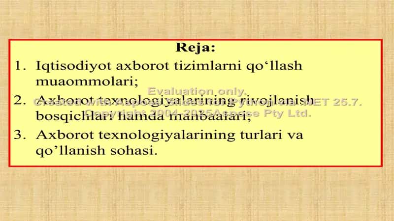 Iqtisodiyot axborot tizimlarni qoʻllash muaommolari 2