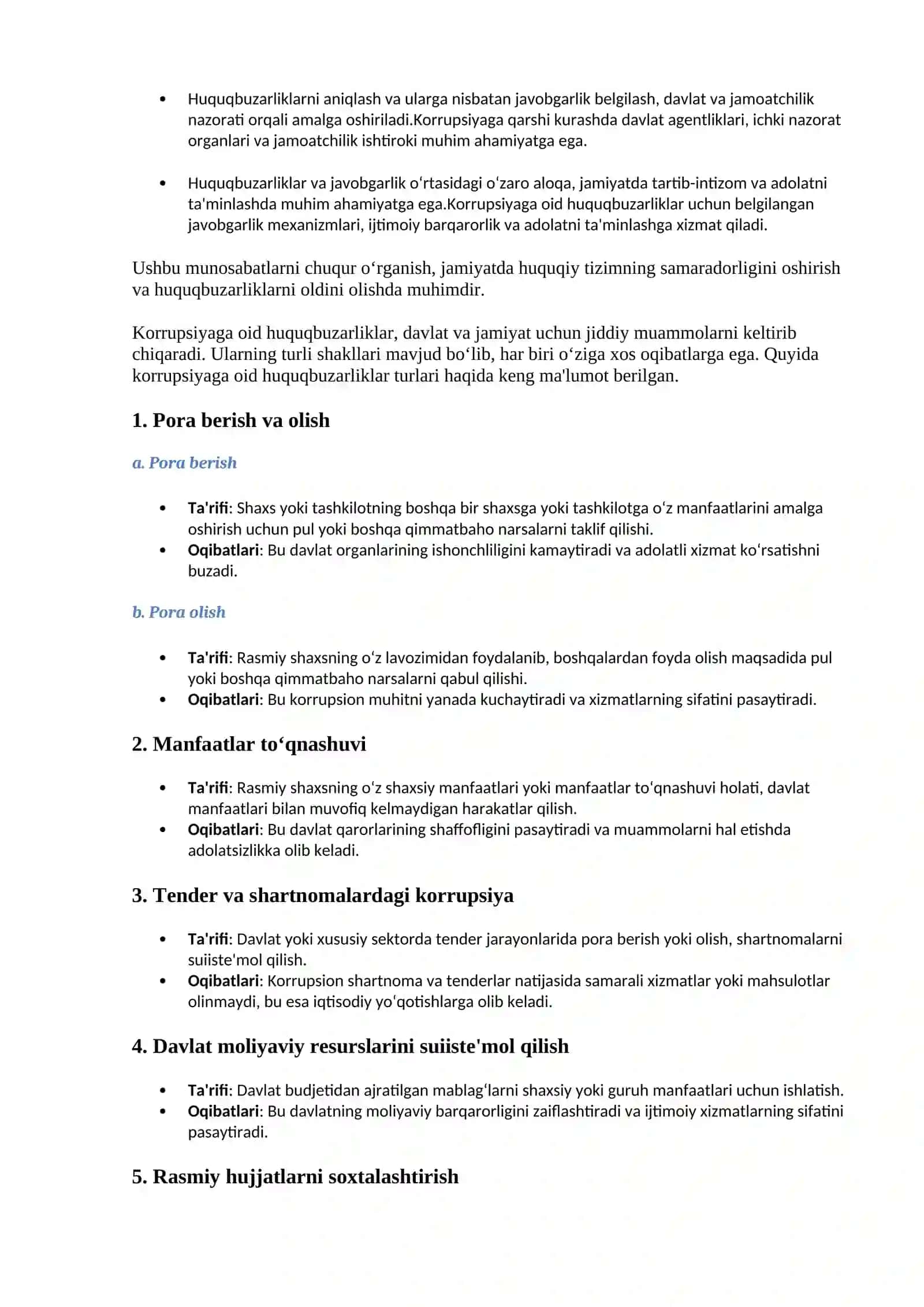 Korrupsiyaga oid huquqbuzarliklar uchun javobgarlik 2