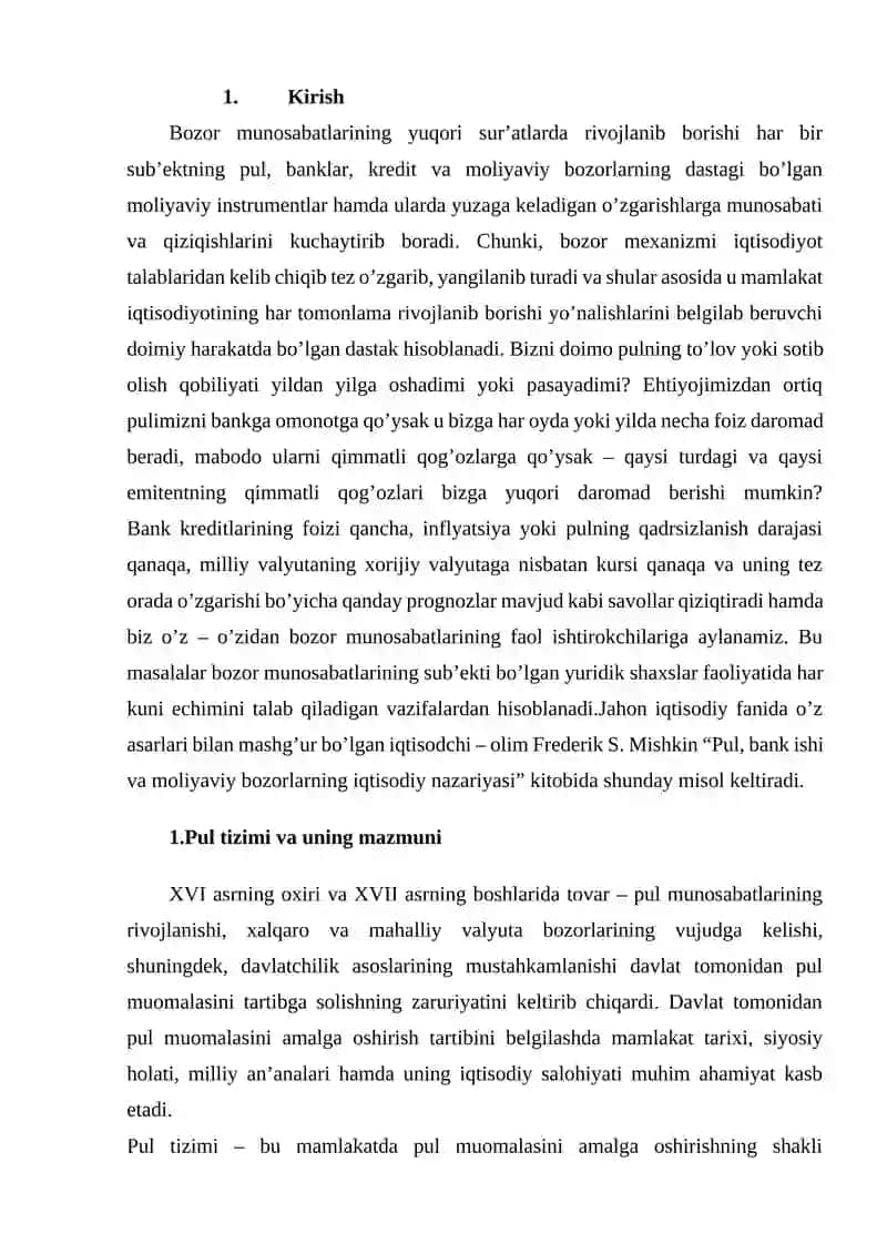 Pul tizimi: mazmuni, turlari va elementlari 2