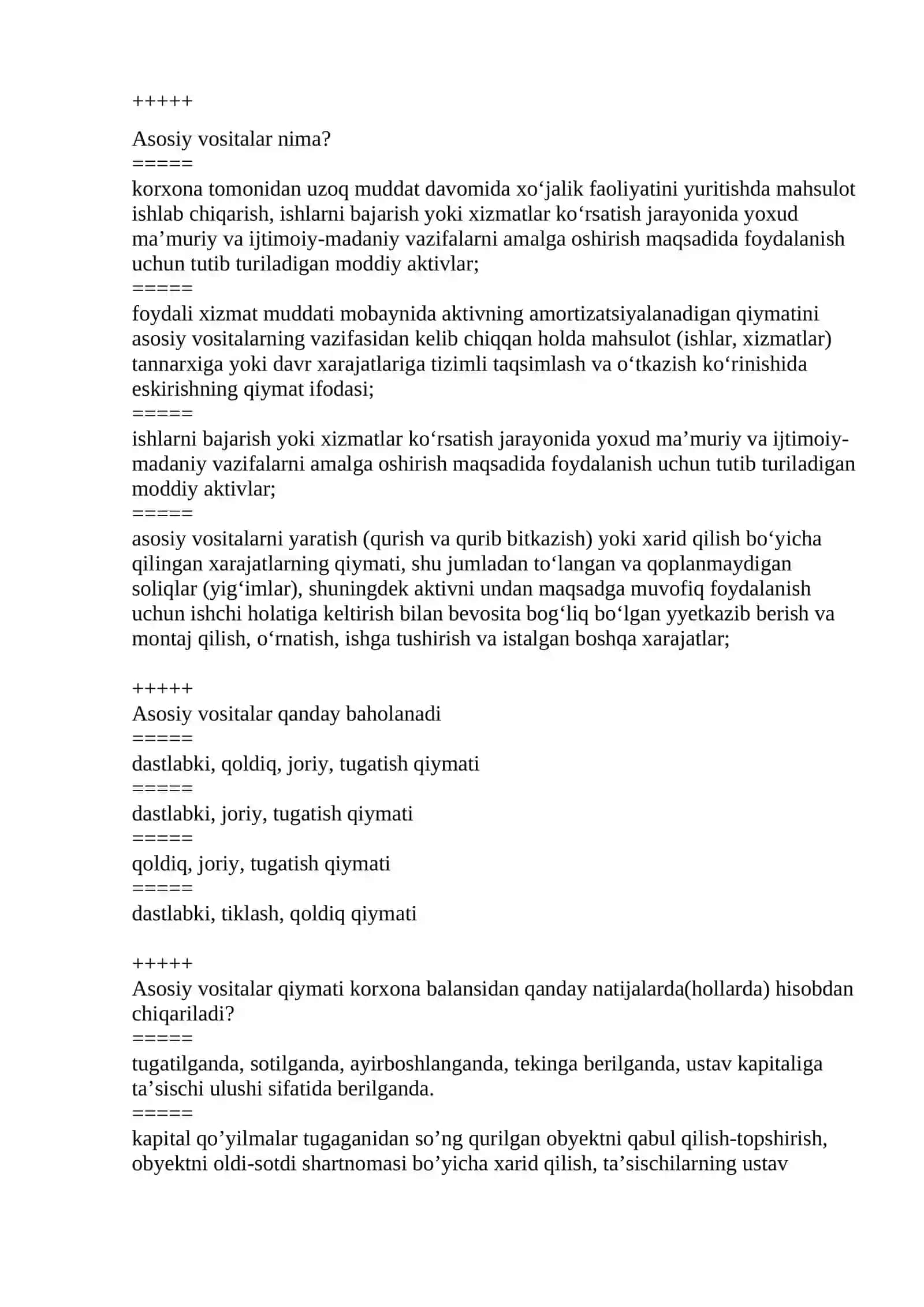 Buxgalteriya Izi umumiy Test savollari va javoblari 2