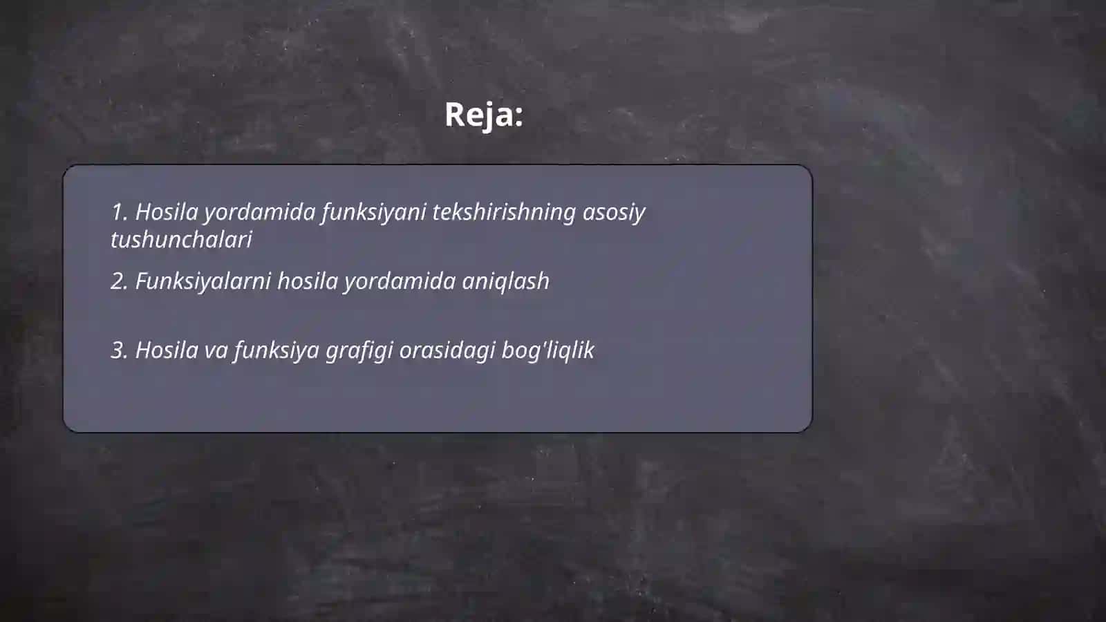 Hosila yordamida funksiyani tekshirish 2