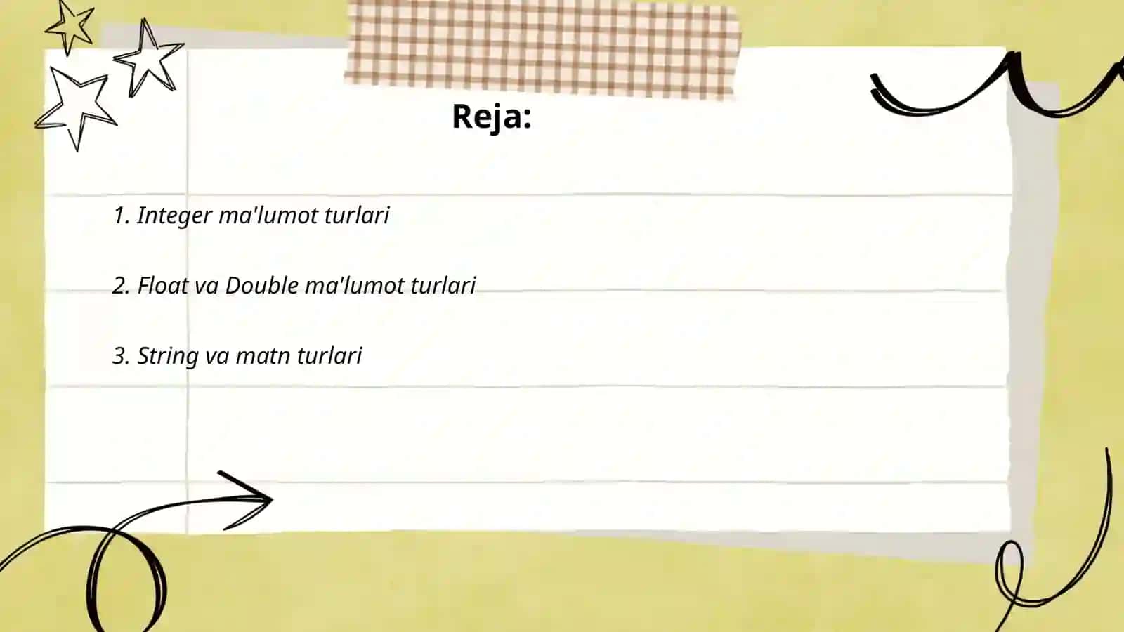 Dasturlash tizimlarida maʼlumot turlarini kórsatish 2