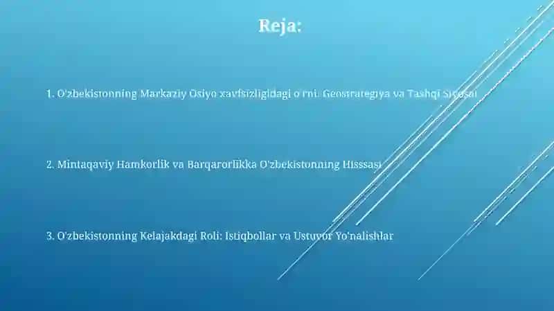 O'zbekistonning Markaziy Osiyo xavfsizligidagi o'rni 2