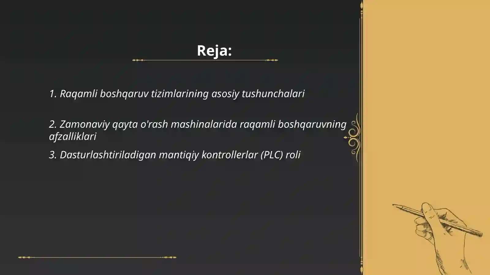 Raqamli boshqaruv tizimlarining asosiy tushunchalari 2
