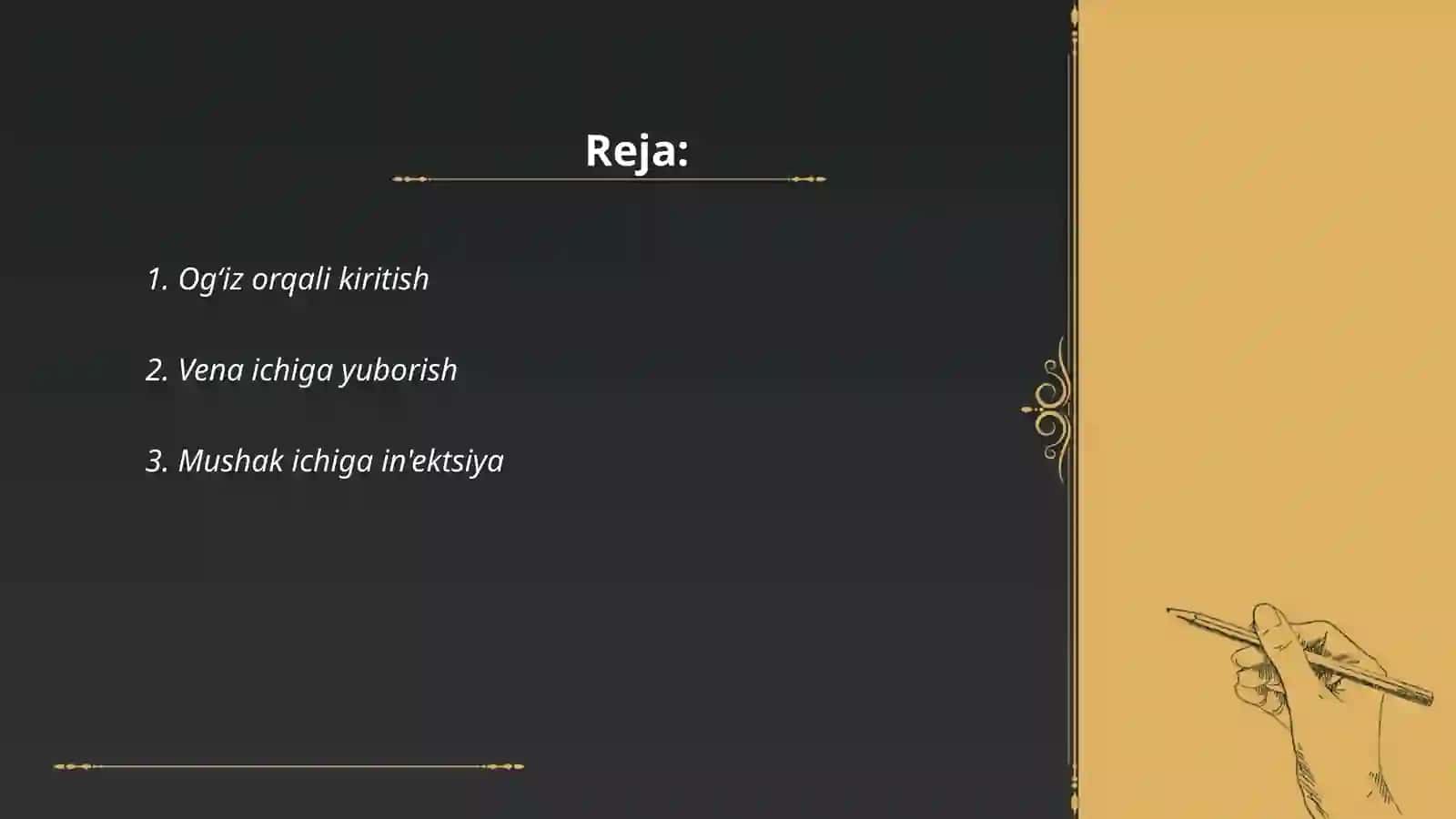 Dori vositalarini organizmga kiritish usullari 2