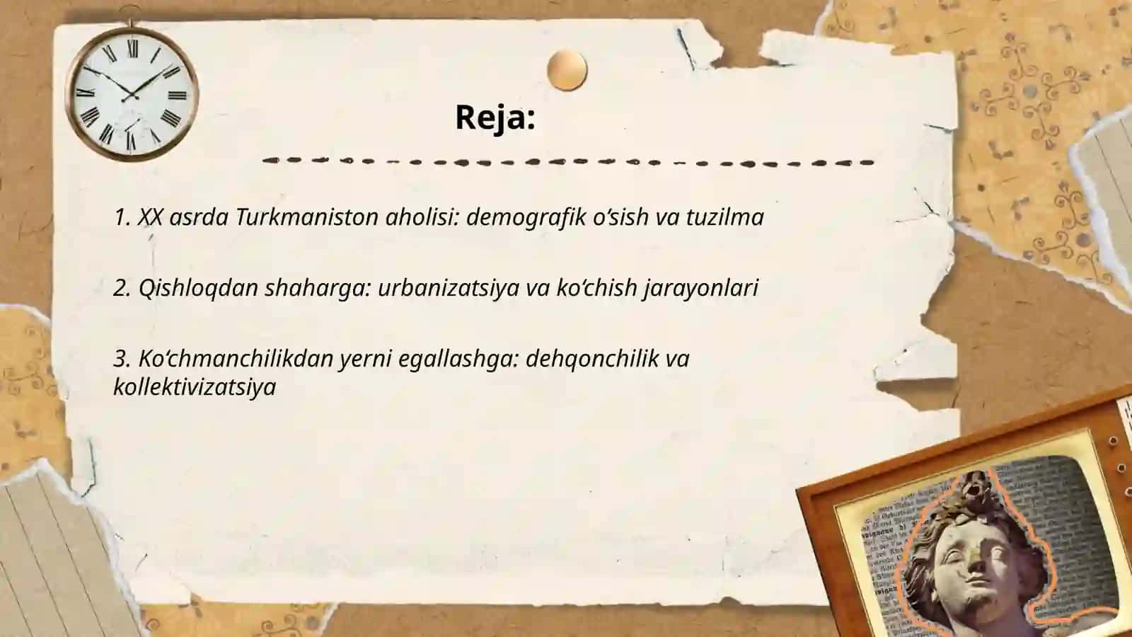 XX asrda Turkmaniston hayoti aholisi hamda milliy qadriyati 2