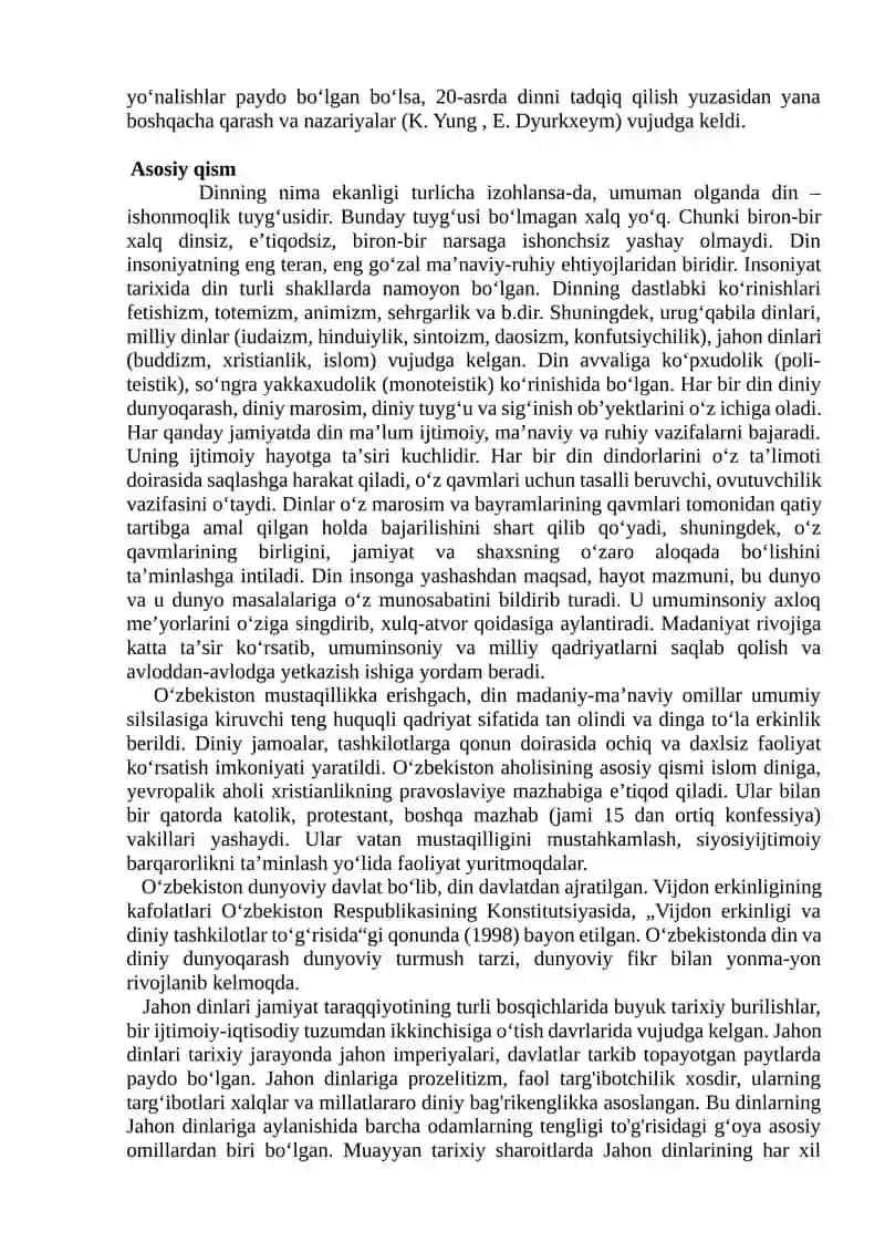 Dunyoning yangi siyosiy tartiboti sharoitida dinlarning o'rni 2