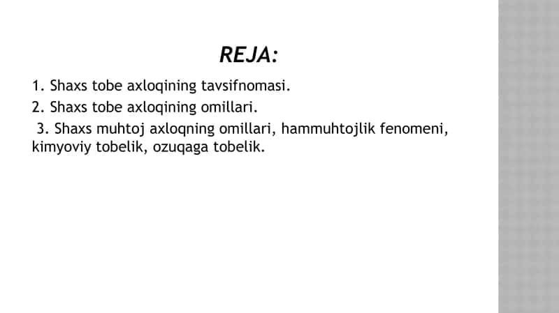 Shaxs tobe axloqining tavsifnomasi 2