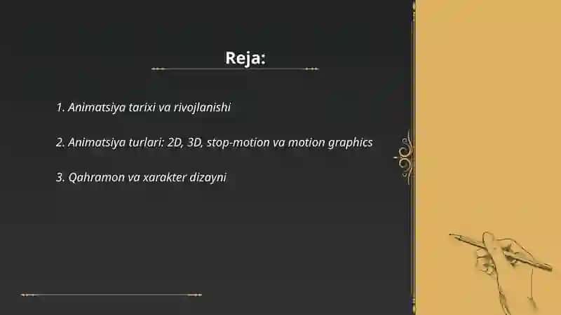 Animatsiya, lavhalar va roʻliklar 2