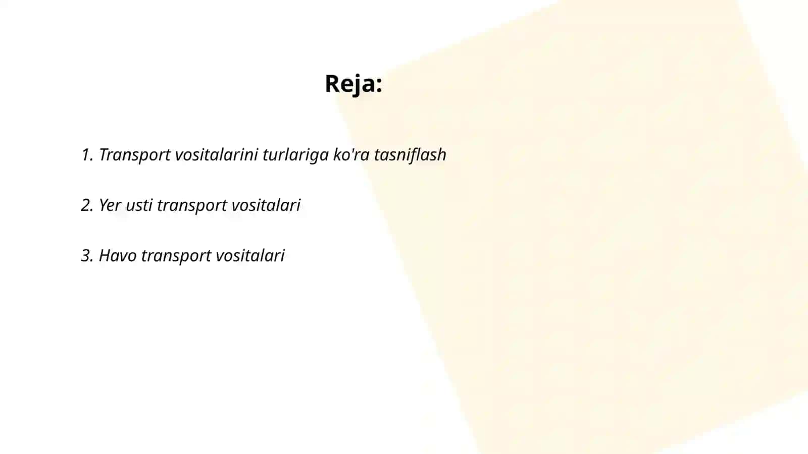 Transport vositalarini tasniflash metodikasi 2