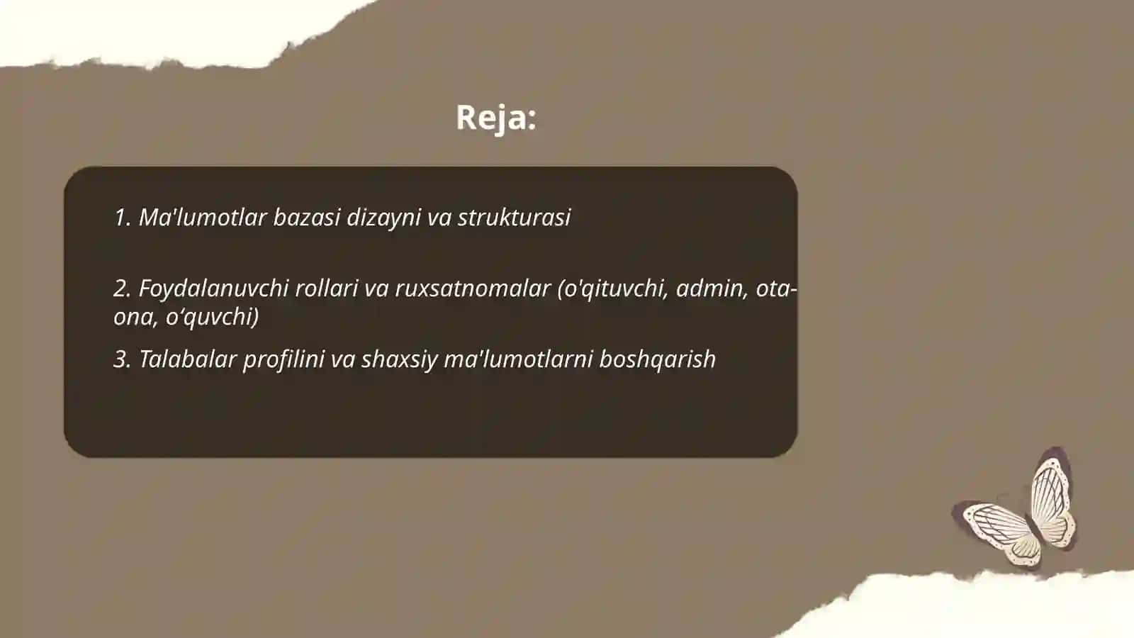 Ma'lumotlar bazasi dizayni va strukturasi 2