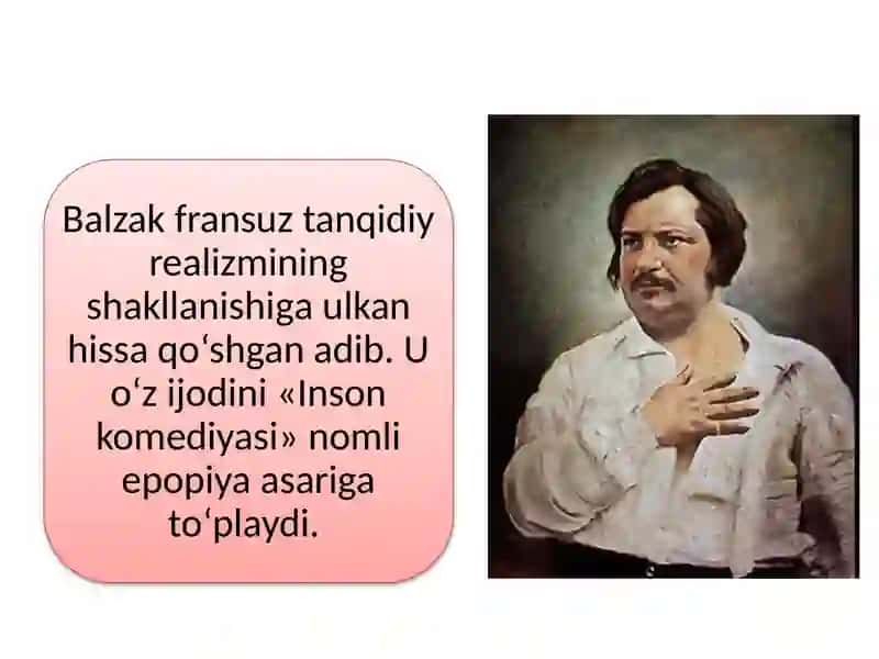 XX asr Yevropa, Amerika adabiyoti (Balzak, Dikkens, Stendal ijodi)mavzusida taqdimot 2