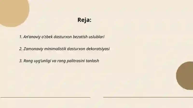Anʼanaviy o‘zbek dasturxon bezatish uslublari 2