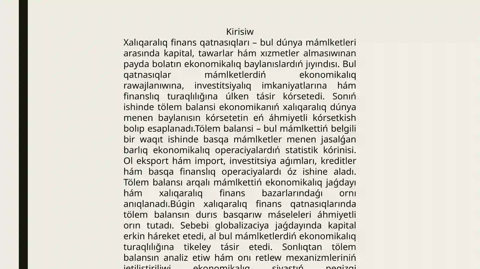 Xalıqaralıq finans qatnasıqlarında tölem balansın basqarıw 2