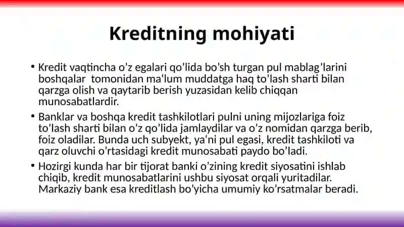 BANKLARDA KREDIT OPERATSIYALARINING BUXGALTERIYA HISOBI 2