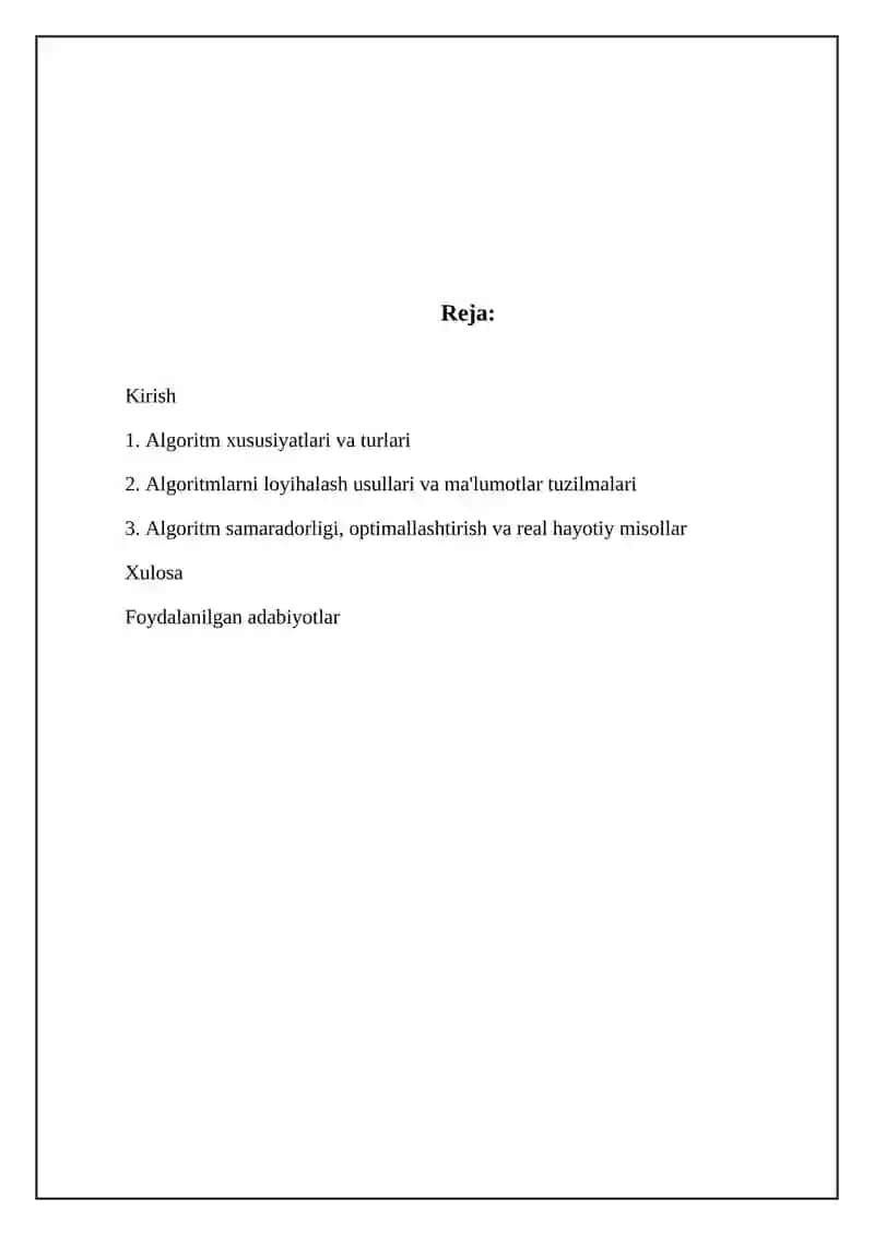 Algoritmlar xossalari va algoritmlar yaratish 2