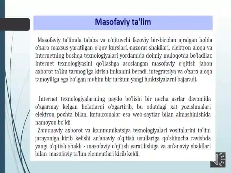 Masofaviy ta'limni tashkil etish va boshqarish 2