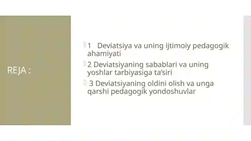 Umumiy pedagogika Deviatsiya ijtimoiy pedagogik muammo sifatida mustaqil ish 2